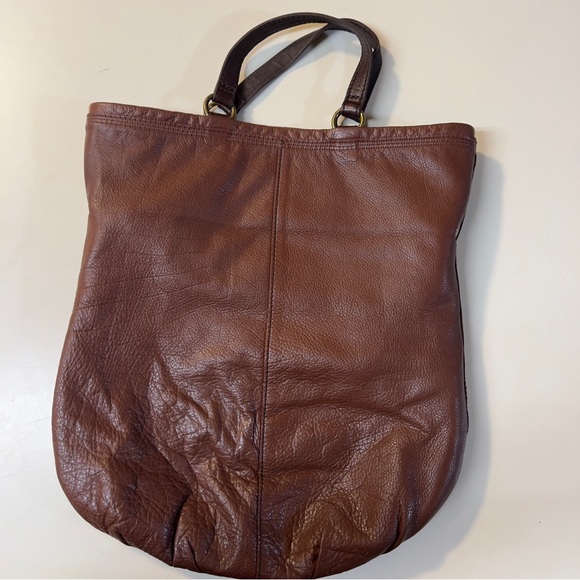 Lucky Brand Cinnamon Brown Leather Convertible ABBEY ROAD Fold Over shoulder Bag - Picture 2 of 13